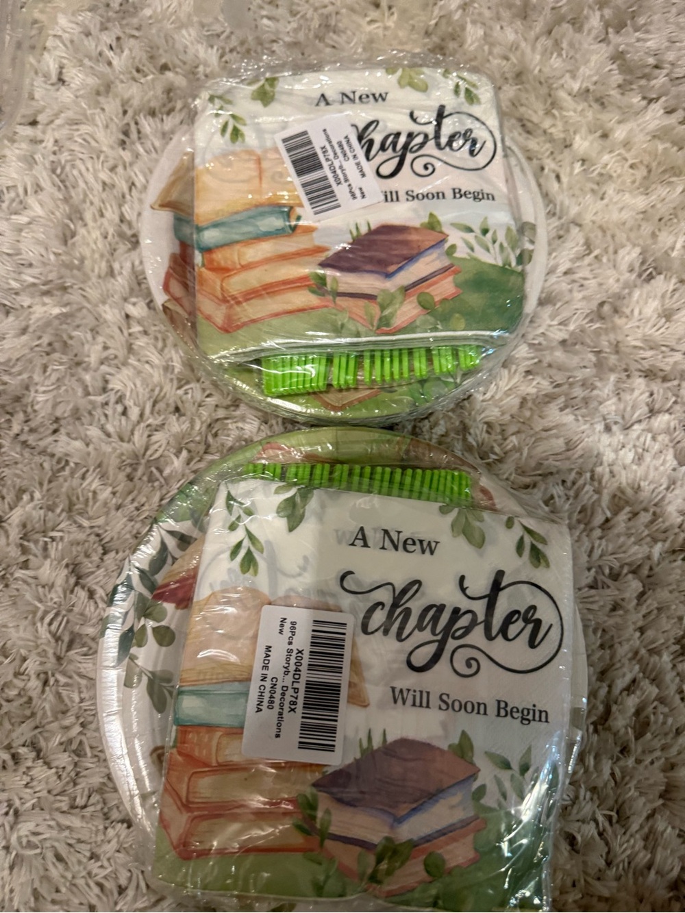A New Chapter will begin soon Paper Plates, Napkins and utensil set 99pc (2Pack)